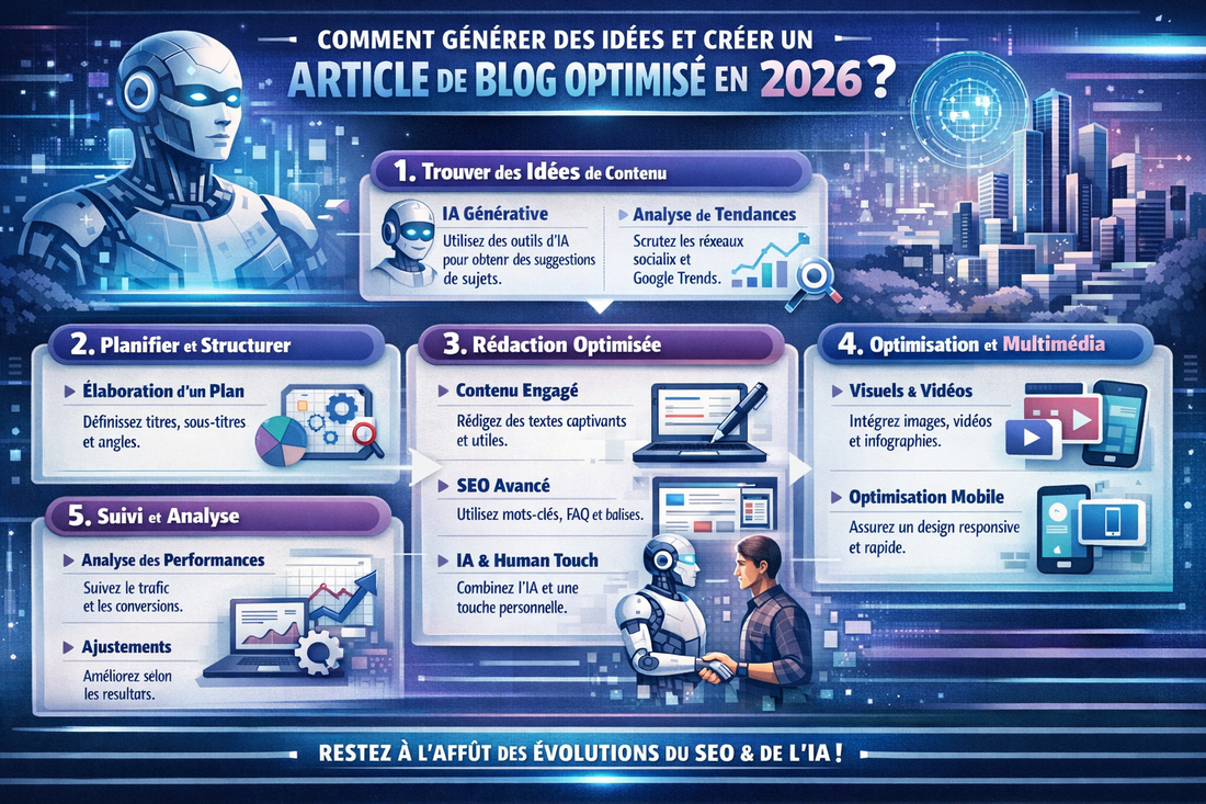 Comment générer des idées et créer un article de blog optimisé en 2026 ?