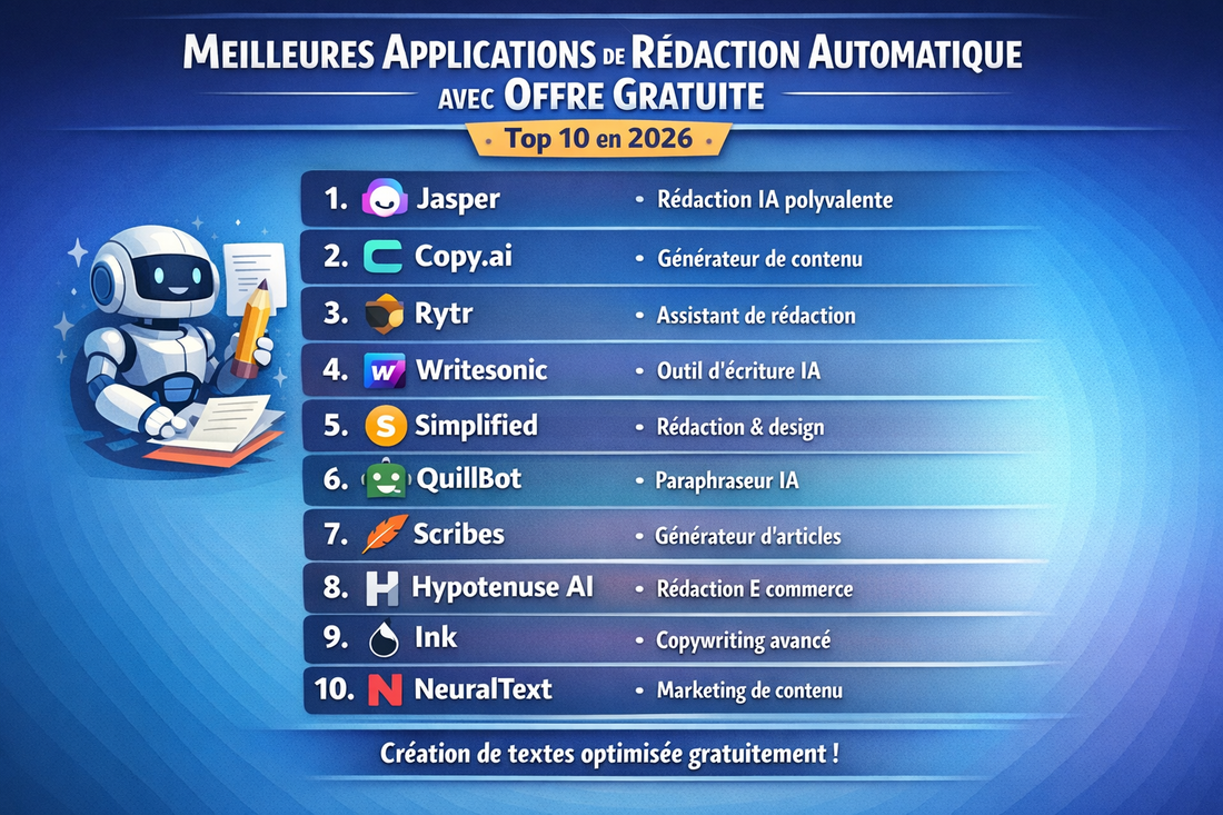 Meilleures applications de rédaction automatique avec offre gratuite : top 10 2026